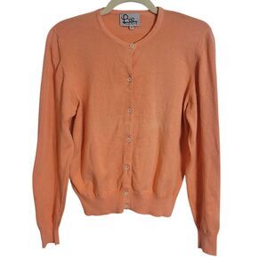 Vintage Lilly Pulitzer Cotton Cardigan Sweater Womens Medium Peach Orange Preppy